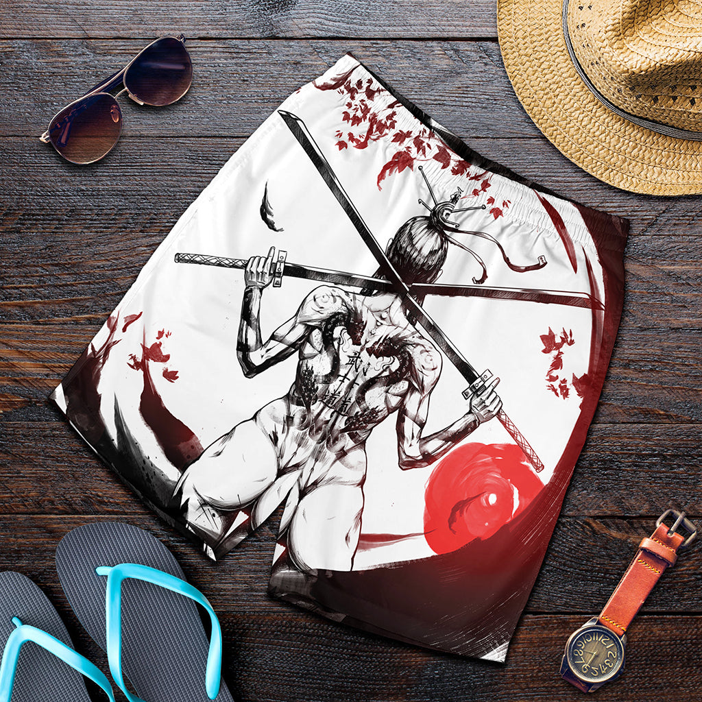 Japanese Samurai Woman Print Men's Shorts
