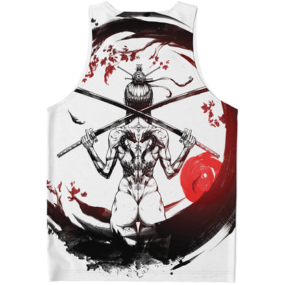 Japanese Samurai Woman Print Men's Tank Top