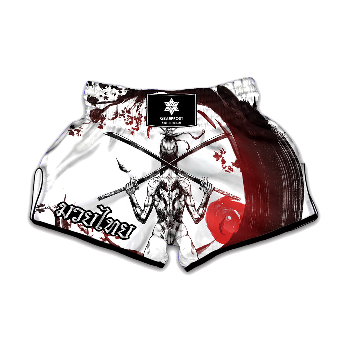 Japanese Samurai Woman Print Muay Thai Boxing Shorts