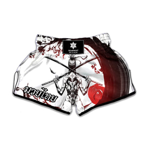 Japanese Samurai Woman Print Muay Thai Boxing Shorts