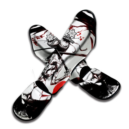 Japanese Samurai Woman Print Muay Thai Shin Guard