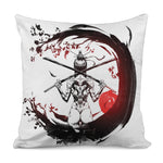 Japanese Samurai Woman Print Pillow Cover