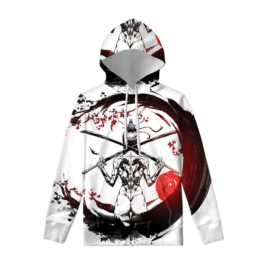 Japanese Samurai Woman Print Pullover Hoodie