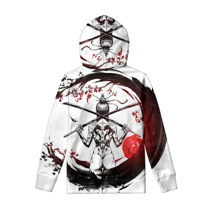 Japanese Samurai Woman Print Pullover Hoodie
