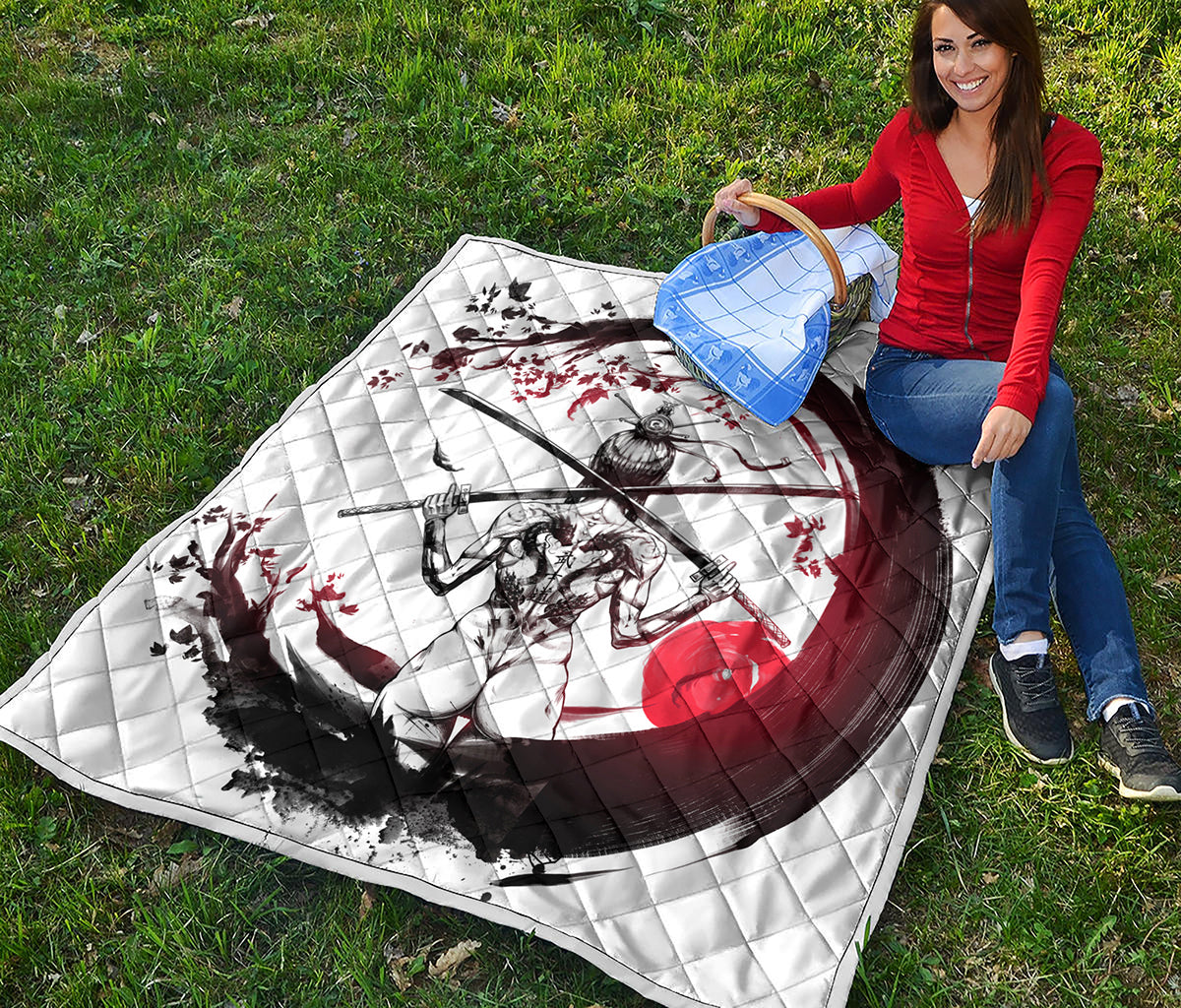 Japanese Samurai Woman Print Quilt