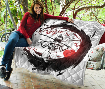 Japanese Samurai Woman Print Quilt