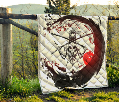 Japanese Samurai Woman Print Quilt