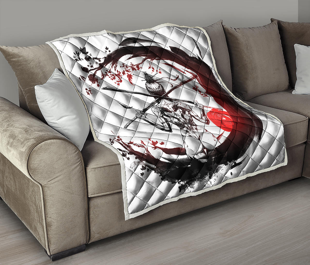 Japanese Samurai Woman Print Quilt