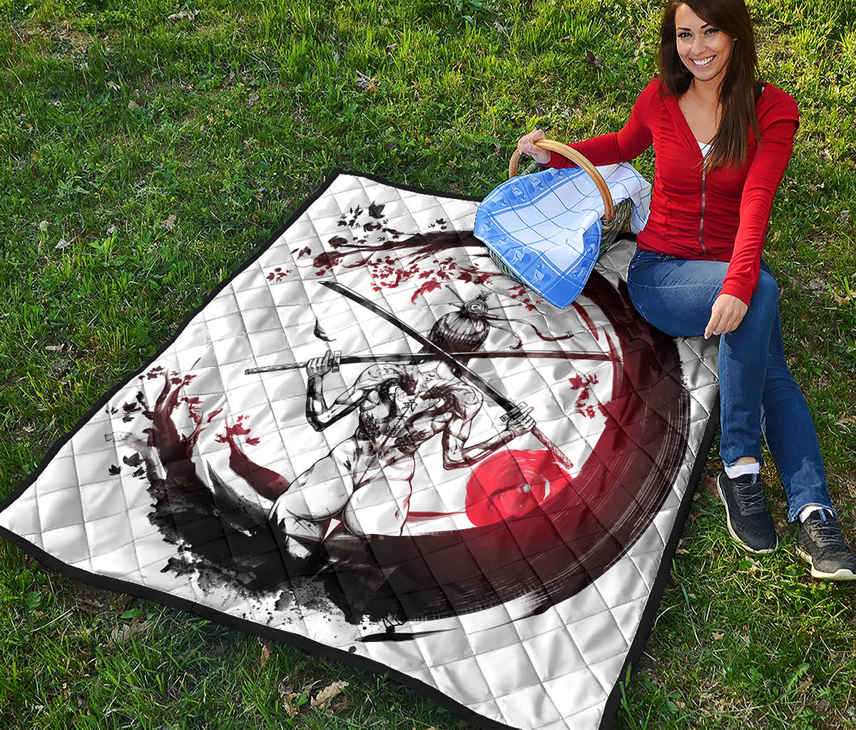 Japanese Samurai Woman Print Quilt