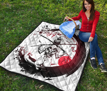 Japanese Samurai Woman Print Quilt