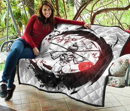 Japanese Samurai Woman Print Quilt
