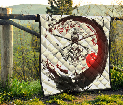 Japanese Samurai Woman Print Quilt