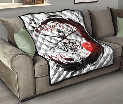 Japanese Samurai Woman Print Quilt
