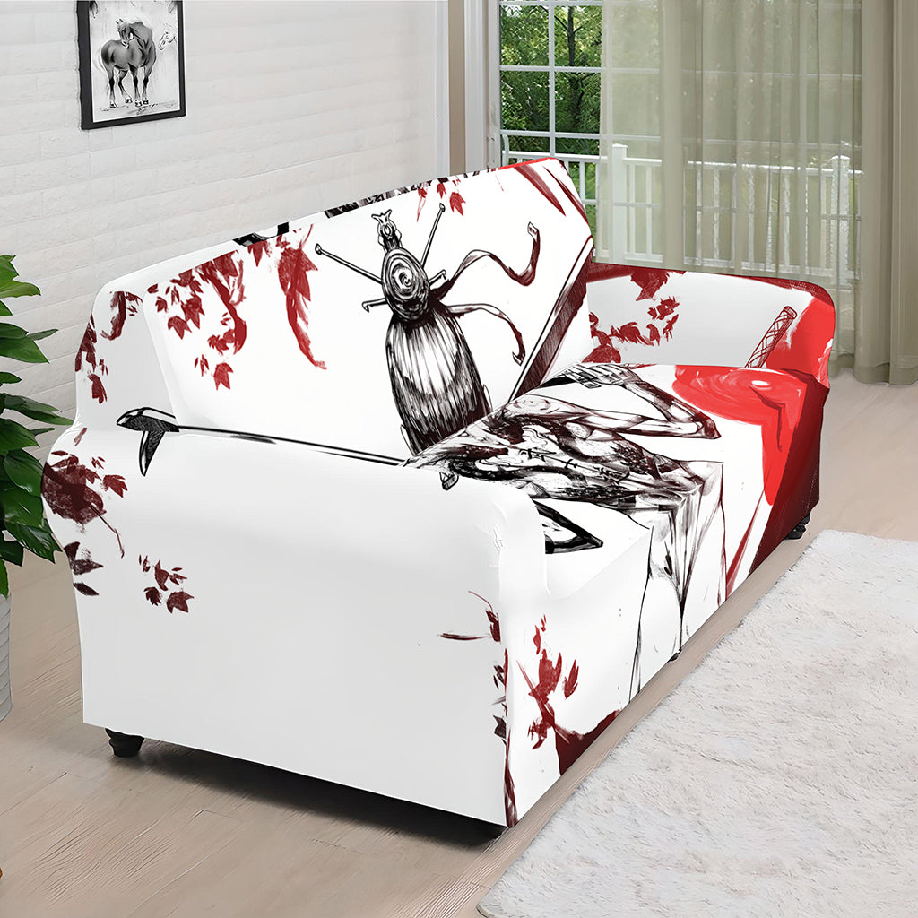 Japanese Samurai Woman Print Sofa Cover