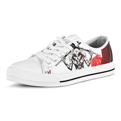 Japanese Samurai Woman Print White Low Top Shoes