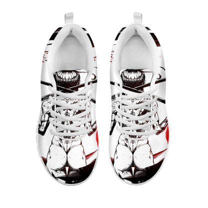 Japanese Samurai Woman Print White Sneakers