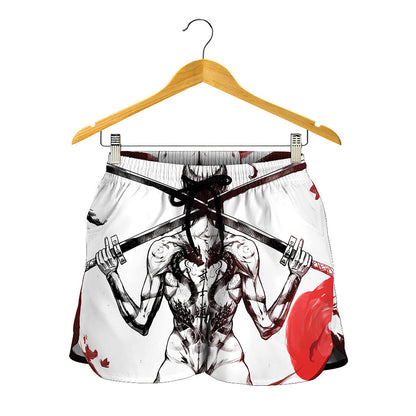 Japanese Samurai Woman Print Women's Shorts
