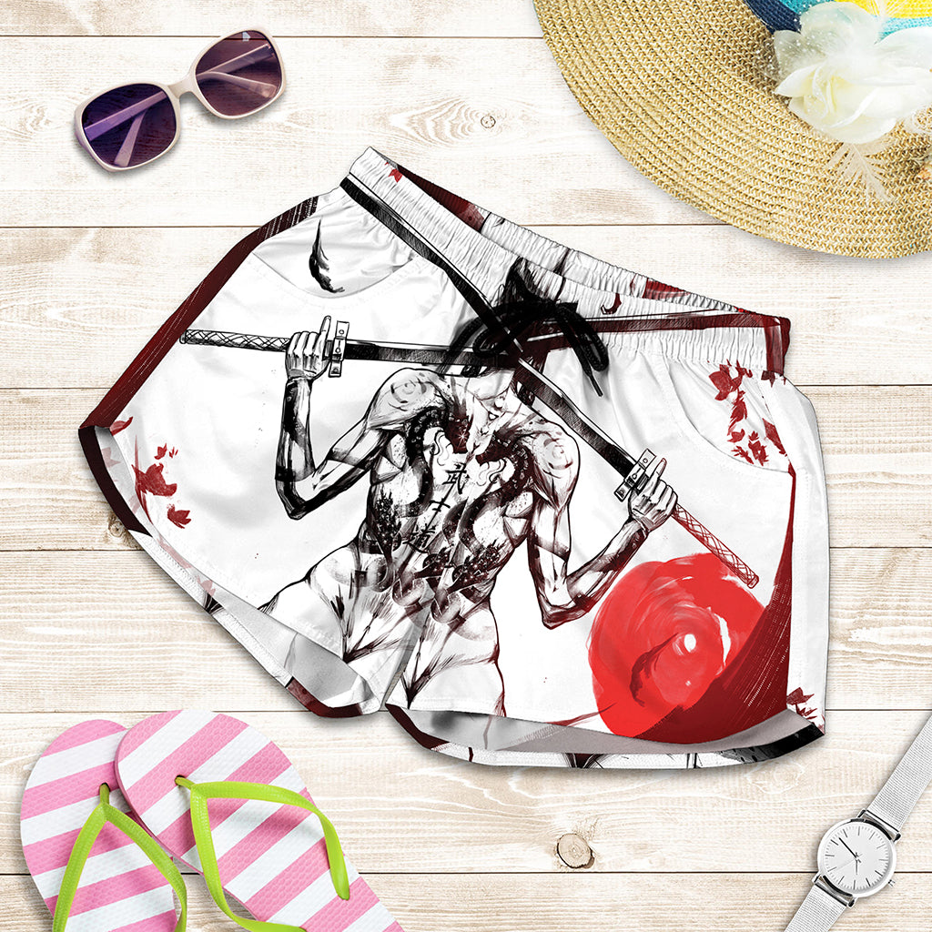 Japanese Samurai Woman Print Women's Shorts