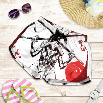 Japanese Samurai Woman Print Women's Shorts