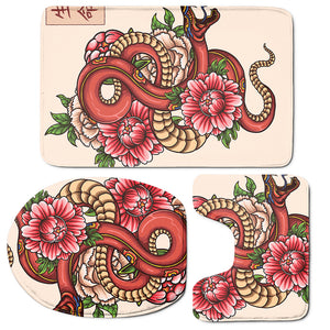 Japanese Snake Tattoo Print 3 Piece Bath Mat Set