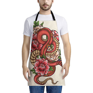 Japanese Snake Tattoo Print Apron