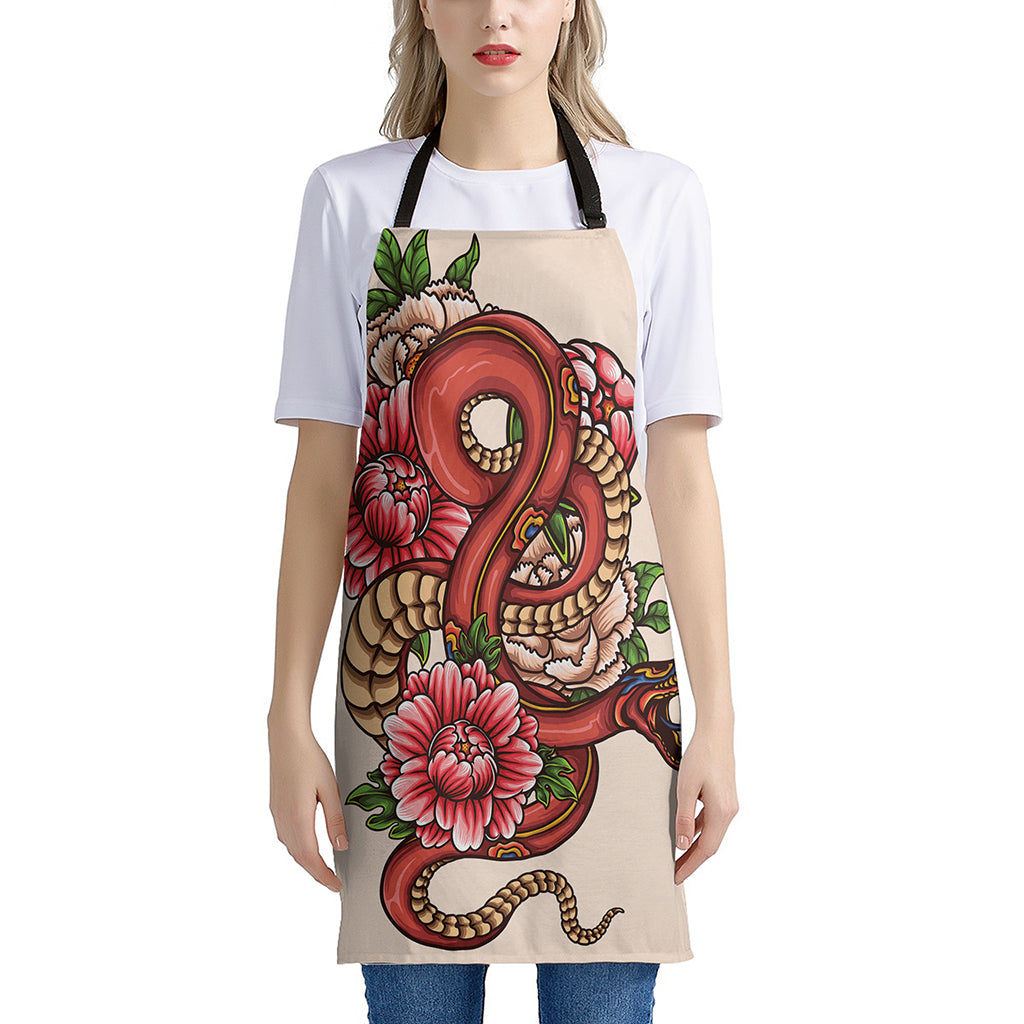 Japanese Snake Tattoo Print Apron