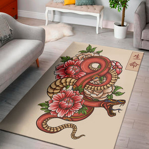 Japanese Snake Tattoo Print Area Rug