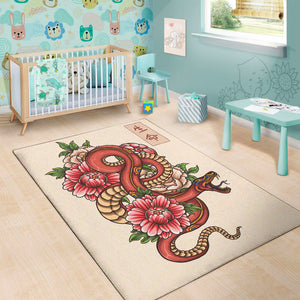 Japanese Snake Tattoo Print Area Rug