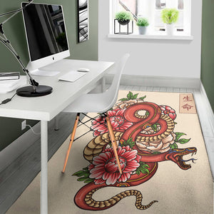 Japanese Snake Tattoo Print Area Rug