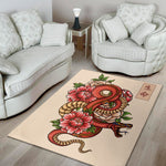 Japanese Snake Tattoo Print Area Rug