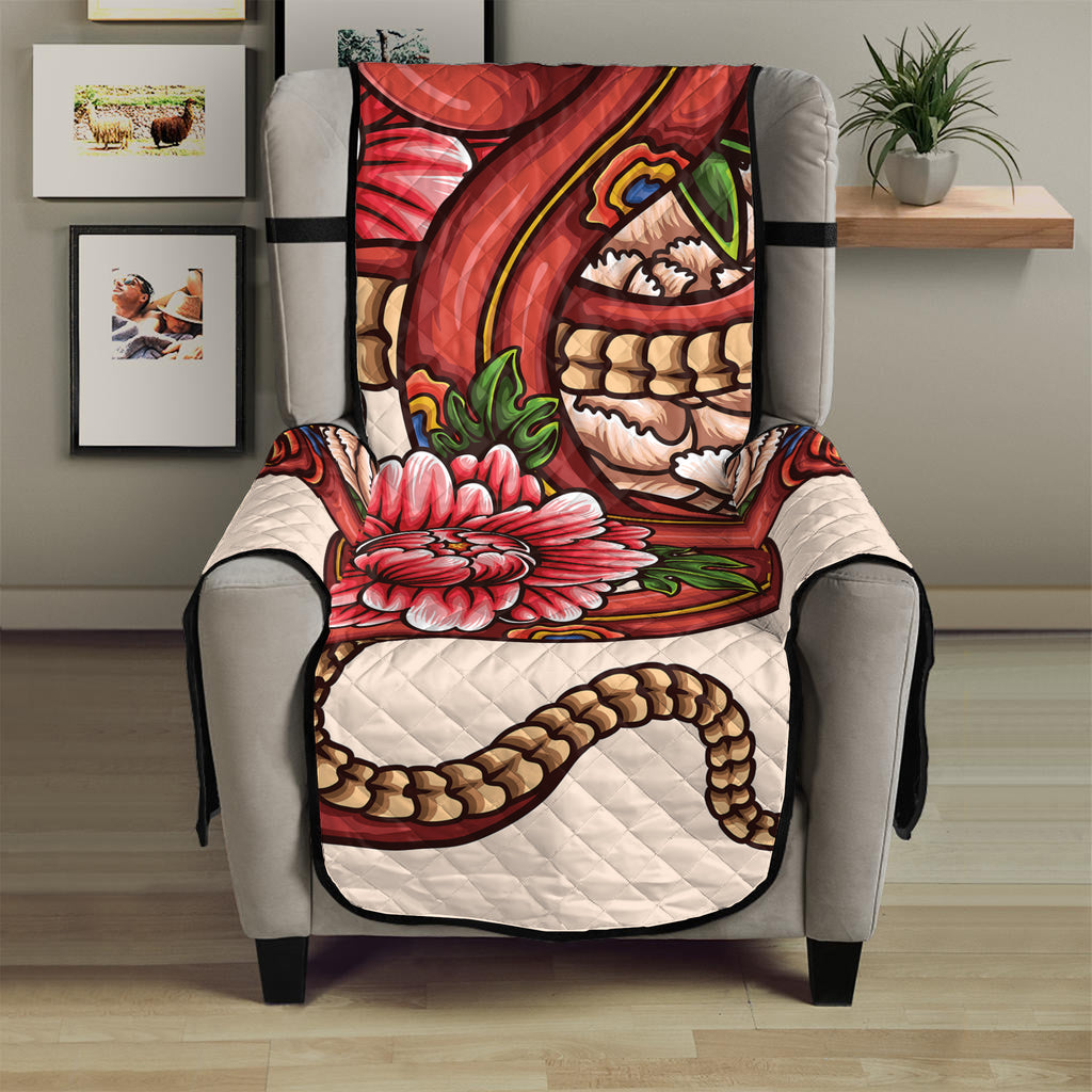 Japanese Snake Tattoo Print Armchair Protector