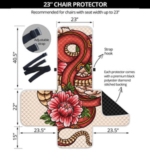 Japanese Snake Tattoo Print Armchair Protector