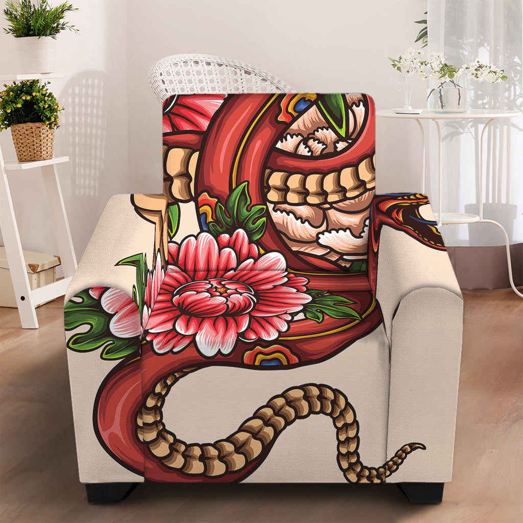 Japanese Snake Tattoo Print Armchair Slipcover