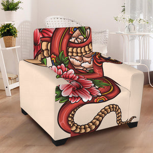 Japanese Snake Tattoo Print Armchair Slipcover