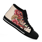 Japanese Snake Tattoo Print Black High Top Shoes