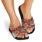 Japanese Snake Tattoo Print Black Slide Sandals