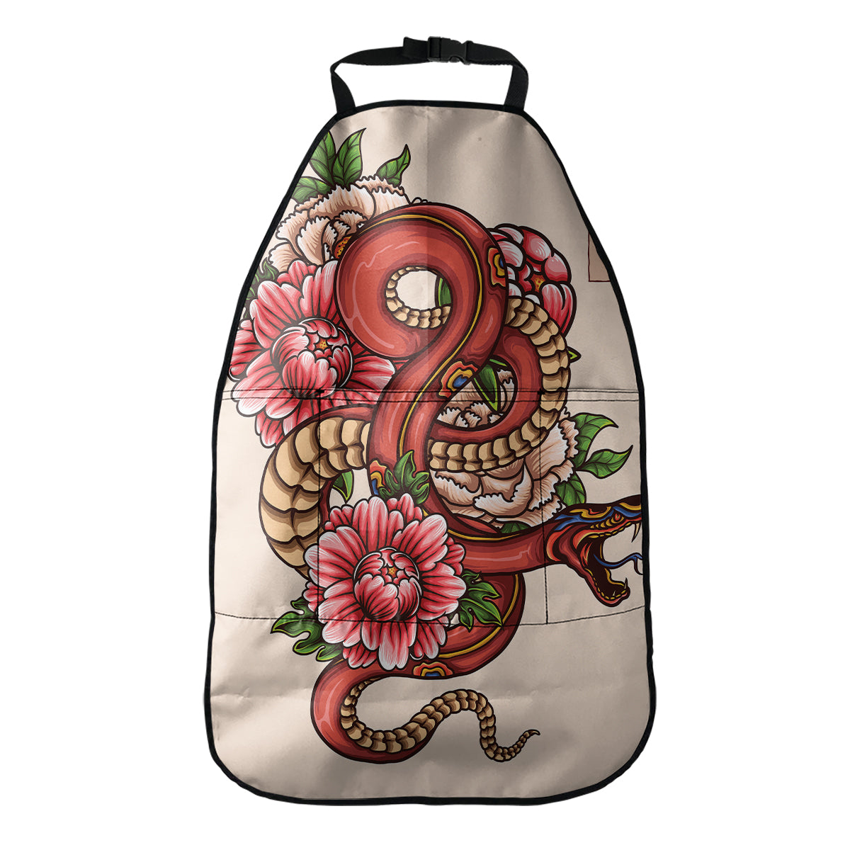 Japanese Snake Tattoo Print Car Seat Organizers