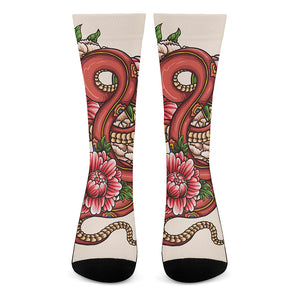 Japanese Snake Tattoo Print Crew Socks