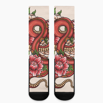 Japanese Snake Tattoo Print Crew Socks
