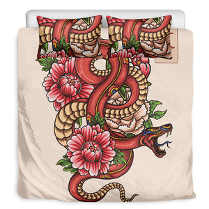 Japanese Snake Tattoo Print Duvet Cover Bedding Set