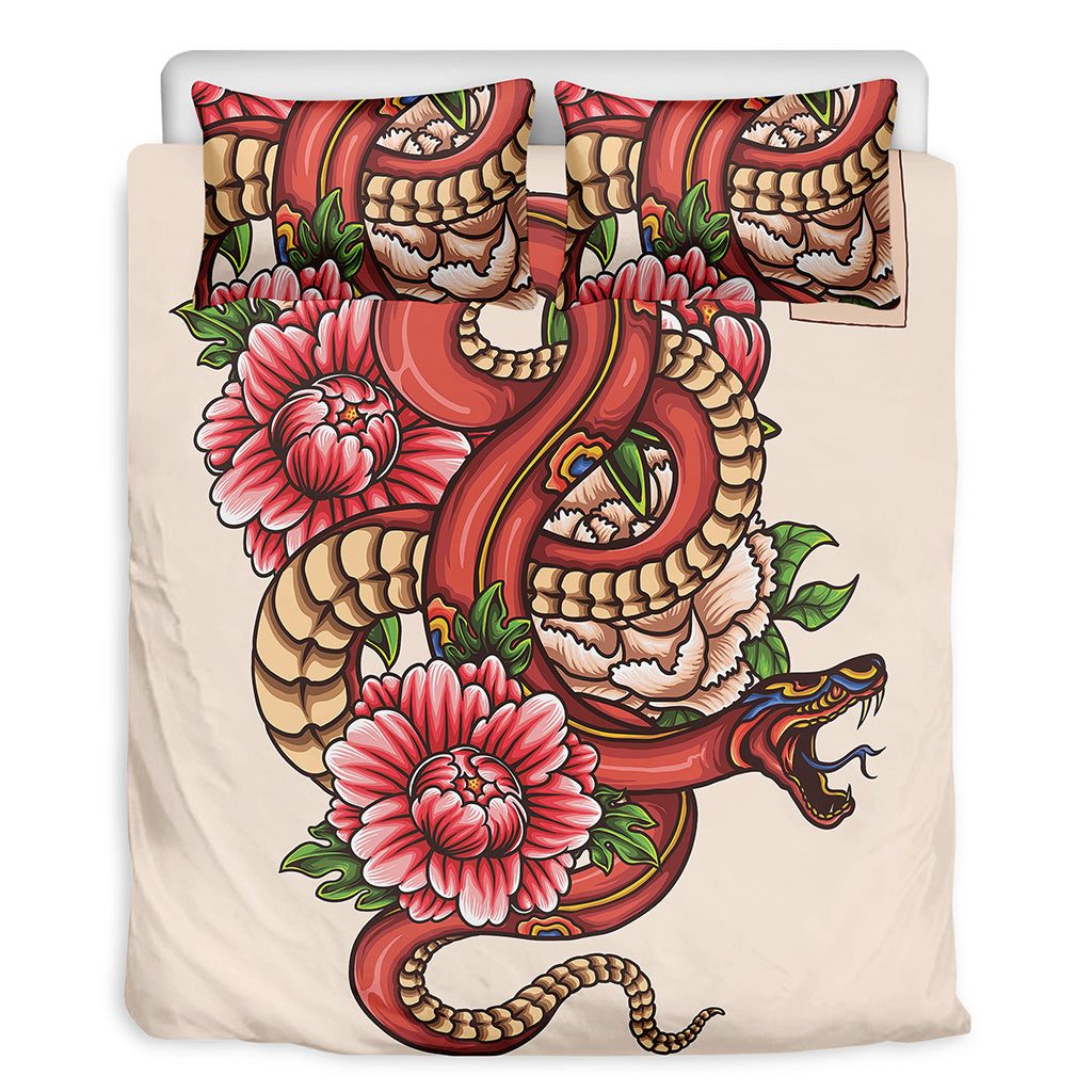 Japanese Snake Tattoo Print Duvet Cover Bedding Set