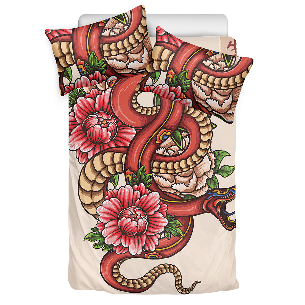 Japanese Snake Tattoo Print Duvet Cover Bedding Set