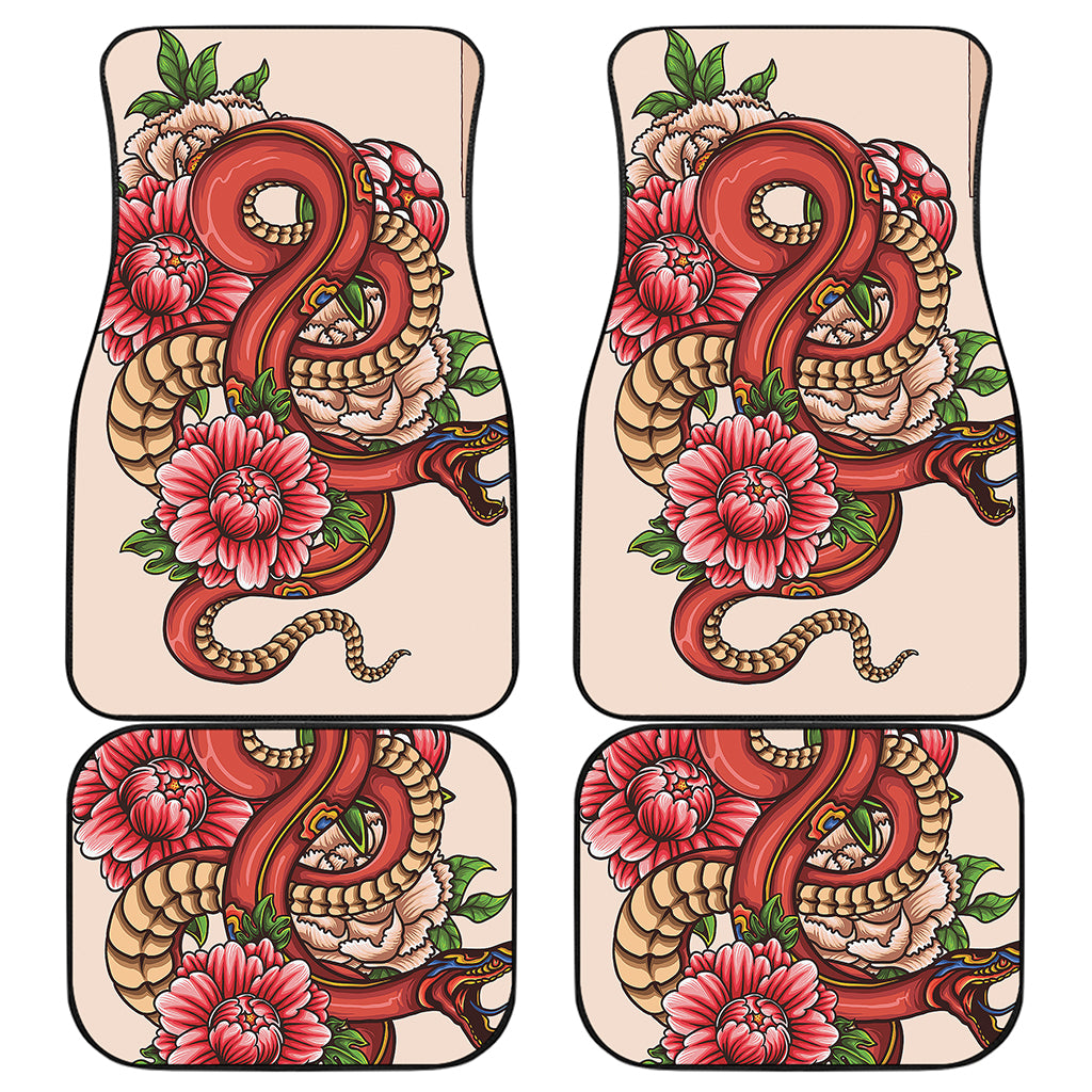 Japanese Snake Tattoo Print Front and Back Car Floor Mats