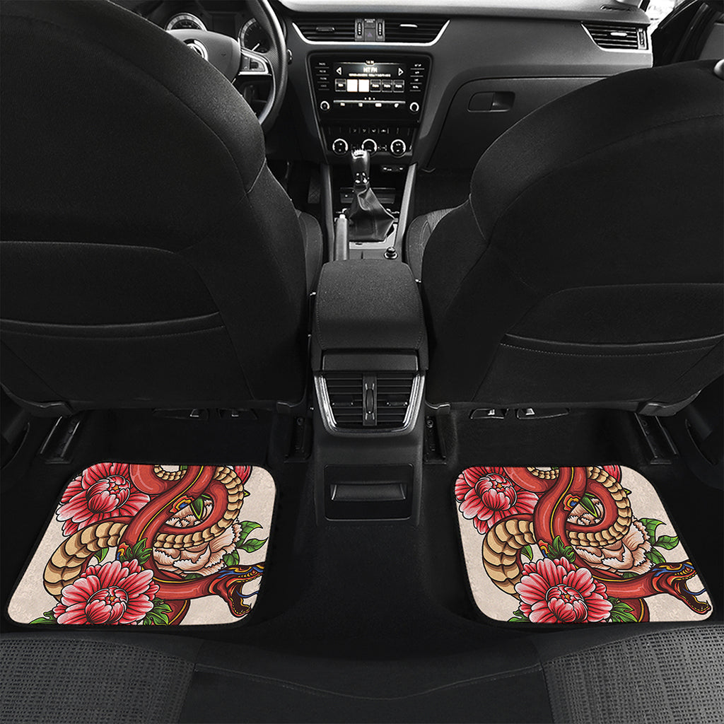 Japanese Snake Tattoo Print Front and Back Car Floor Mats