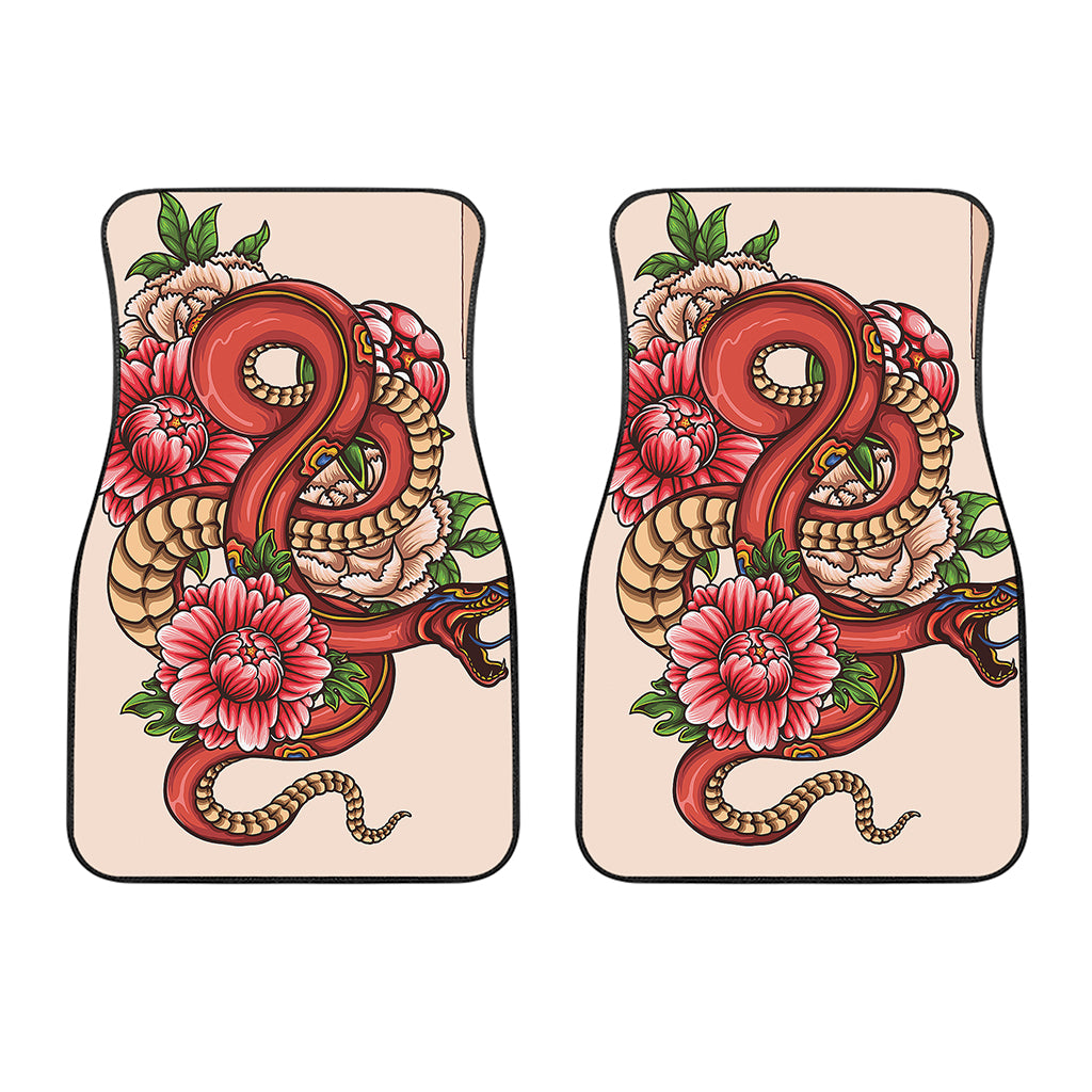 Japanese Snake Tattoo Print Front Car Floor Mats