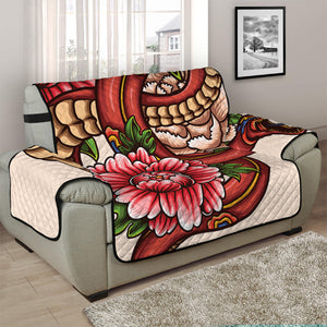 Japanese Snake Tattoo Print Half Sofa Protector