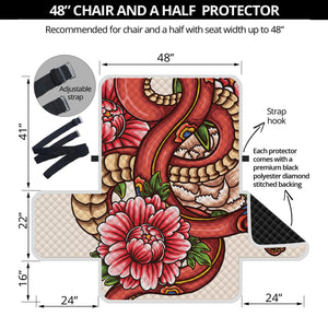 Japanese Snake Tattoo Print Half Sofa Protector