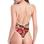 Japanese Snake Tattoo Print High Cut One Piece Swimsuit