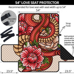 Japanese Snake Tattoo Print Loveseat Protector