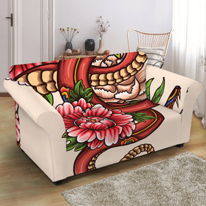 Japanese Snake Tattoo Print Loveseat Slipcover